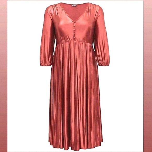 Torrid Red Metallic Shiny Foil Party Dress Size 4 4x 26W New! - Picture 2 of 7